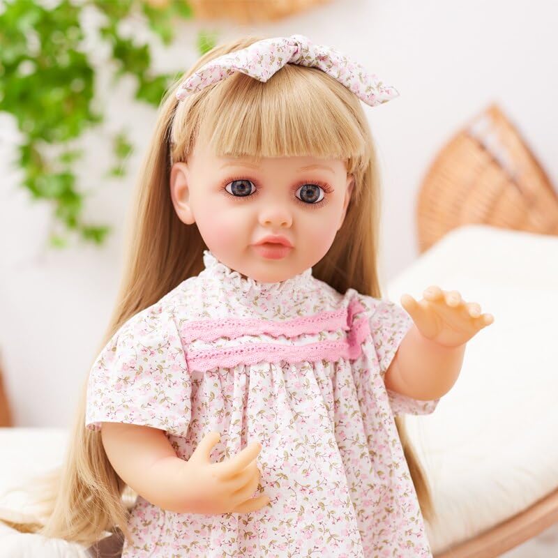 Toys Uncle Reborn Baby Doll Girl 22 Inch Soft Lifelike Girl Doll, Silicone Realistic Baby Doll BELLA