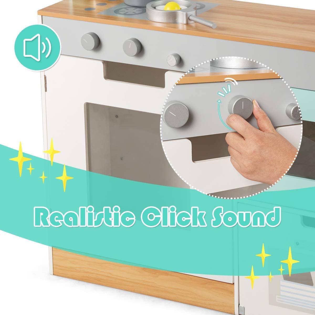 Toys Uncle 2 in 1 Kids Play Kitchen and Restaurant, Double Sided Wooden Pretend Cooking Playset