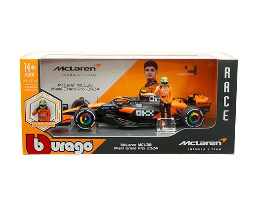 1/24 burago mclaren mcl38 miami grand prix 2024