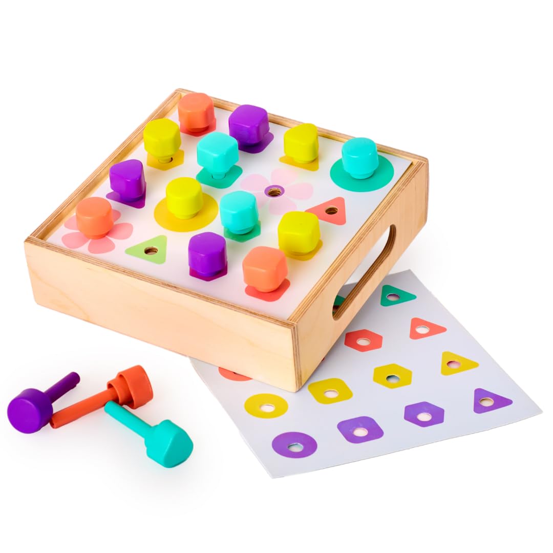 Curious Cub Montessori Shape Sorter & Colour Matching Peg Board | Educational Puzzle for 1, 2 Year Old Boys & Girls | Sensory Learning & Brain Development Toy