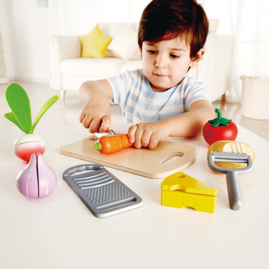 Hape Cooking Essentials Toy | Play Food Cutting Vegetables Set