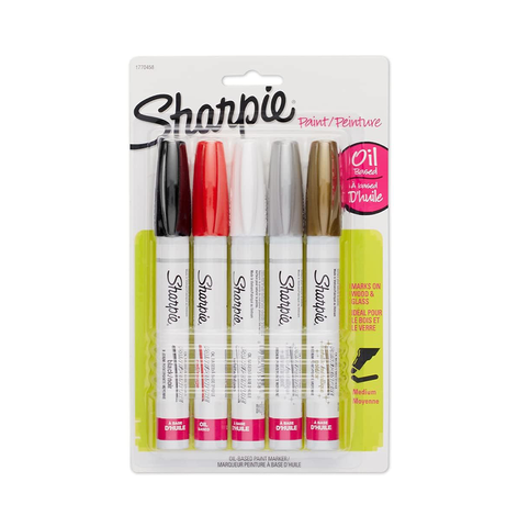 Sharpie Medium Tip Assorted Oil Paint Based Marker |Water Resistant |Suitable for Multipurpose Usage| Caligraphy Pen Set Office & School Stationery Items | Pack of 5