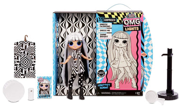 LOL Surprise OMG Lights Groovy Babe Fashion Doll with 15 Surprises Accessories Set | Includes Fashion Doll and Magic Black Light Surprises| Great Gift for Girls
