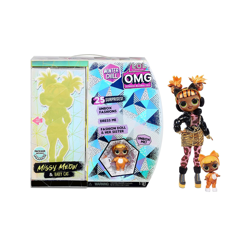 L.O.L. Surprise! O.M.G. Winter Chill Missy Meow Fashion Doll & Baby Cat Doll with 25 Surprises