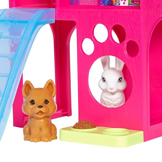 Barbie® Playset with Pet Playhouse, Doll (Brunette, Petite), Puppy and Bunny Pets, Toy for 3 Year Olds & Up