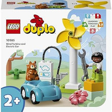 LEGO DUPLO Town Wind Turbine&Electric Car 10985 Building Toy Set (16 Pcs),Multicolor