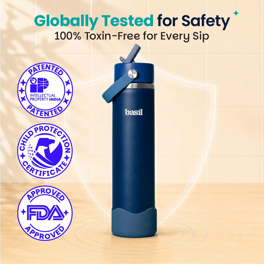 Basil HydraFizz 800ml Insulated Stainless Steel Bottle – Classic Navy