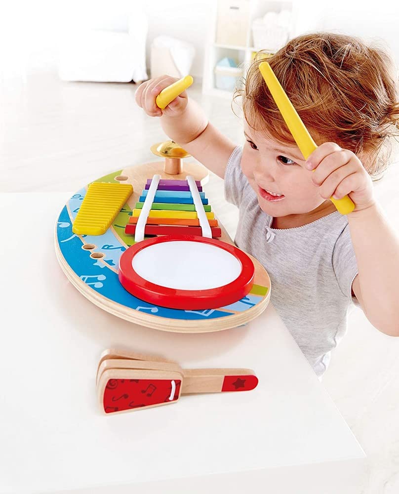 Hape Mighty Mini Band | Toddlers and Kids Multiple Musical Wooden Instrument Set