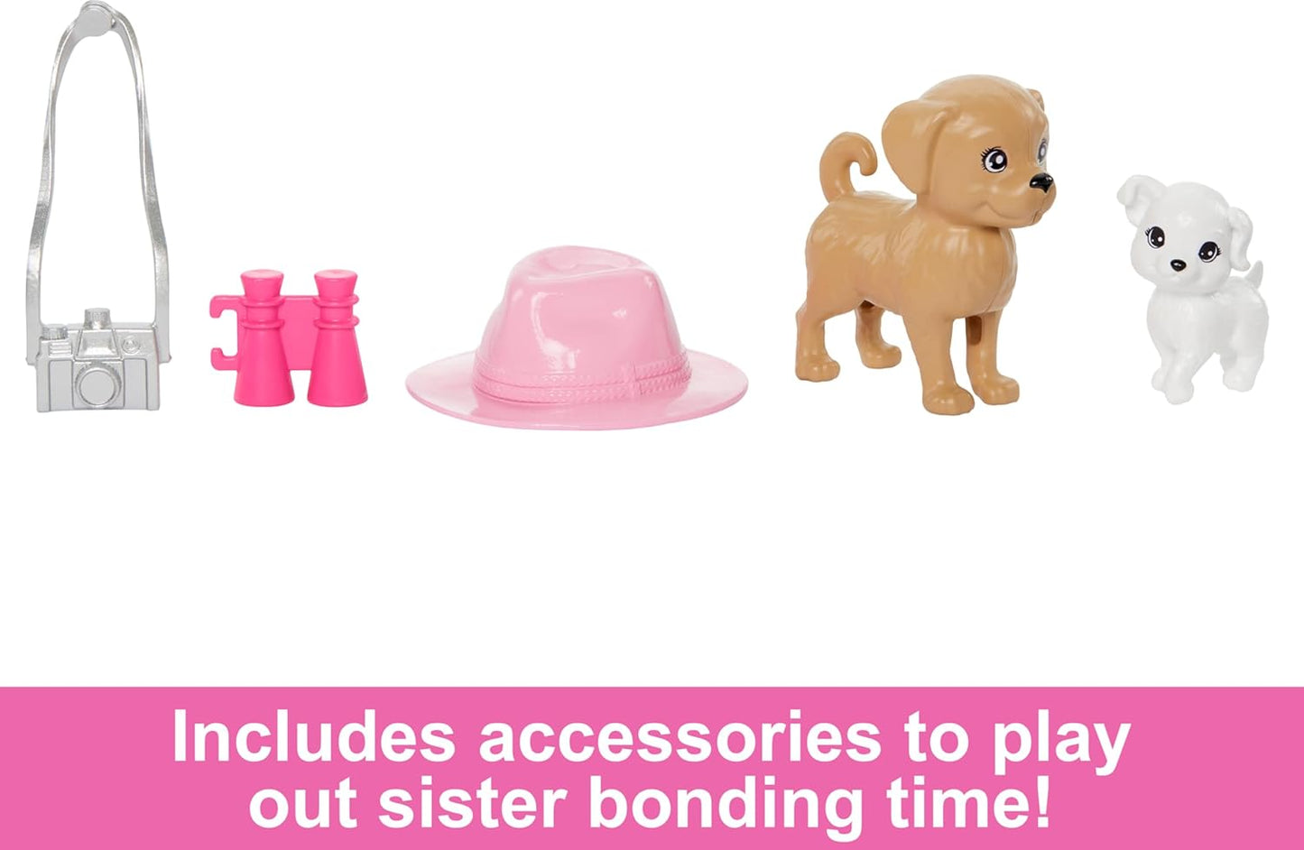Barbie & Stacie Doll Set with 2 Pet Dogs & Accessories, Dolls with Blonde Hair & Blue Eyes, Summer Clothes HRM09