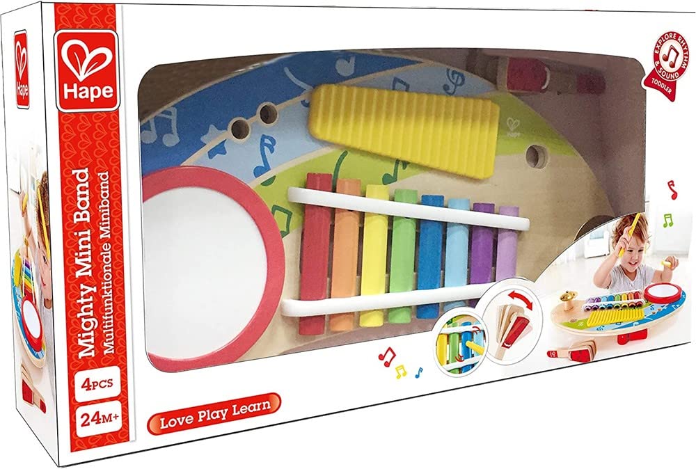 Hape Mighty Mini Band | Toddlers and Kids Multiple Musical Wooden Instrument Set