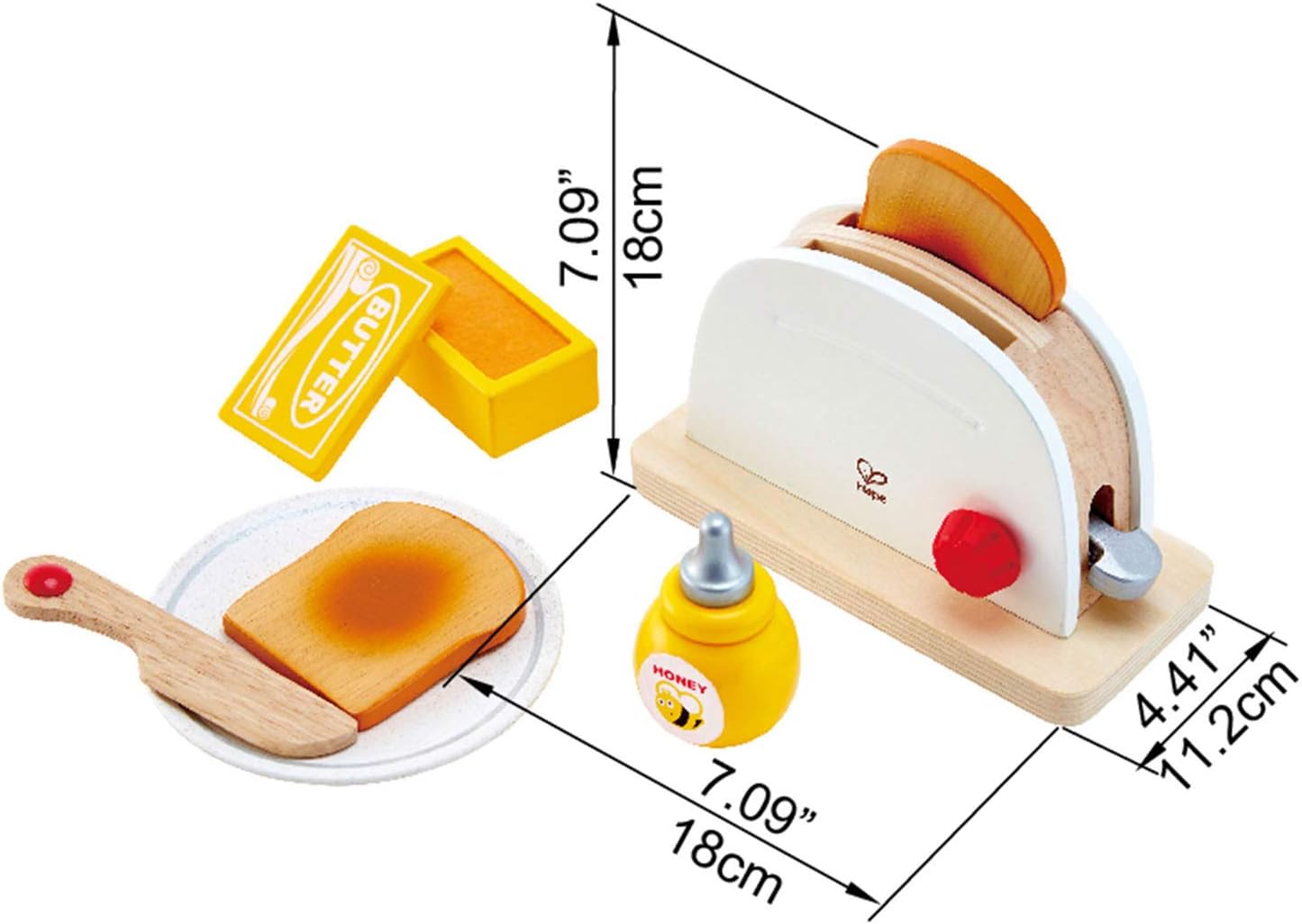 Hape White Wooden Pop-Up Toaster Set