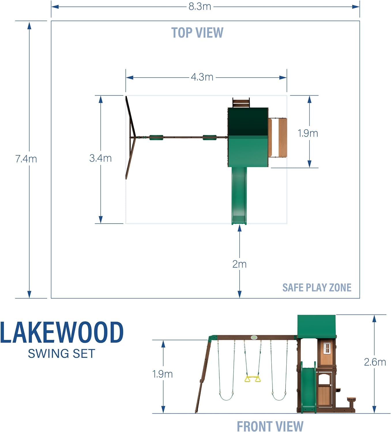 Lakewood Play Tower with Swings and Slide