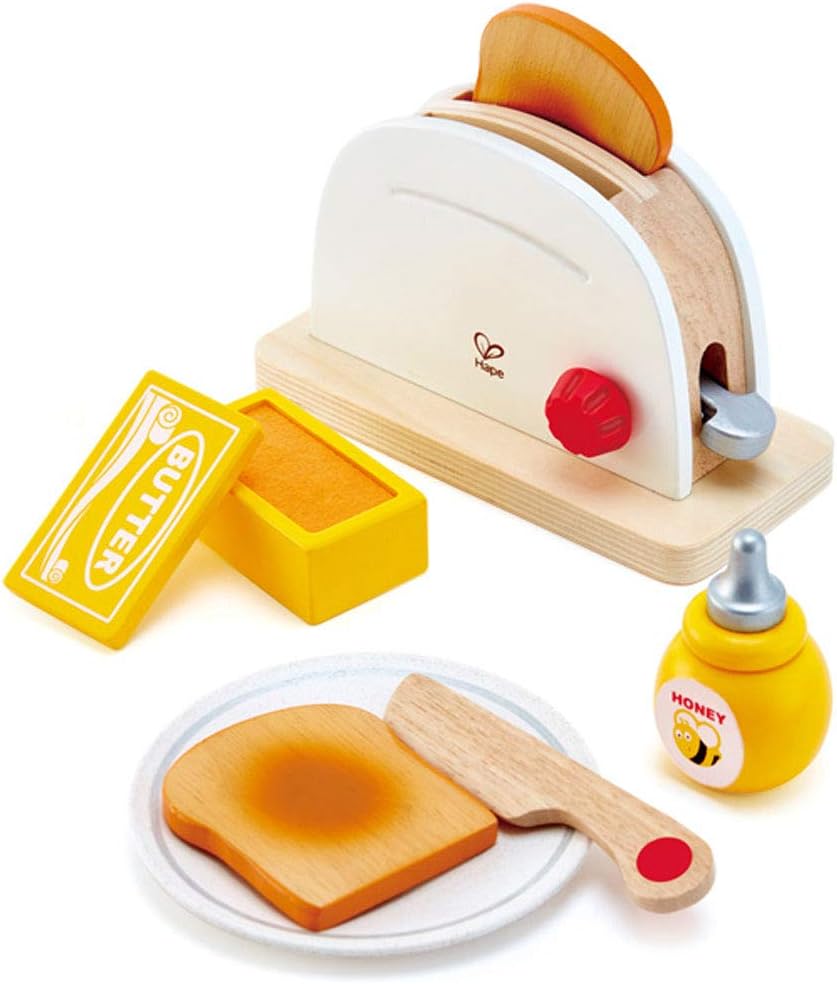 Hape White Wooden Pop-Up Toaster Set