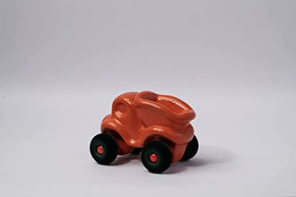 RUBBABU Painted Vehicles Pull Along Wheel Toys Made by Natural Rubber Safe & Soft Toy for Kids, Baby,Girl, Boy & Toddlers-Multicolor