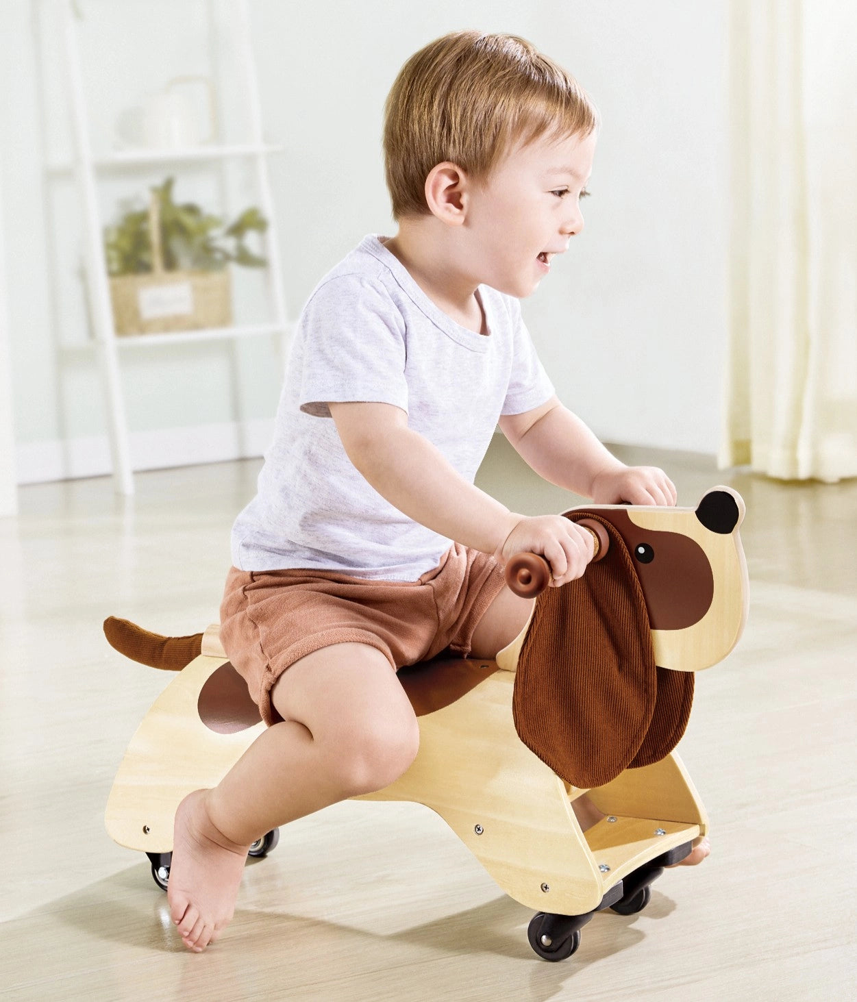 Hape Wooden Ride-On Dog Toy for Kids Balance Training & Active Play