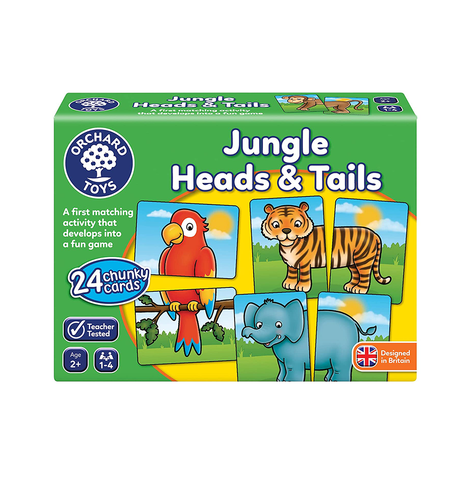 Orchard Toys Jungle Heads and Tails, Matching and Memory Board Game, Activity Puzzle, for Toddlers and Preschool Kids 18 Months to 3 Years, Party Gift, Teacher Tested