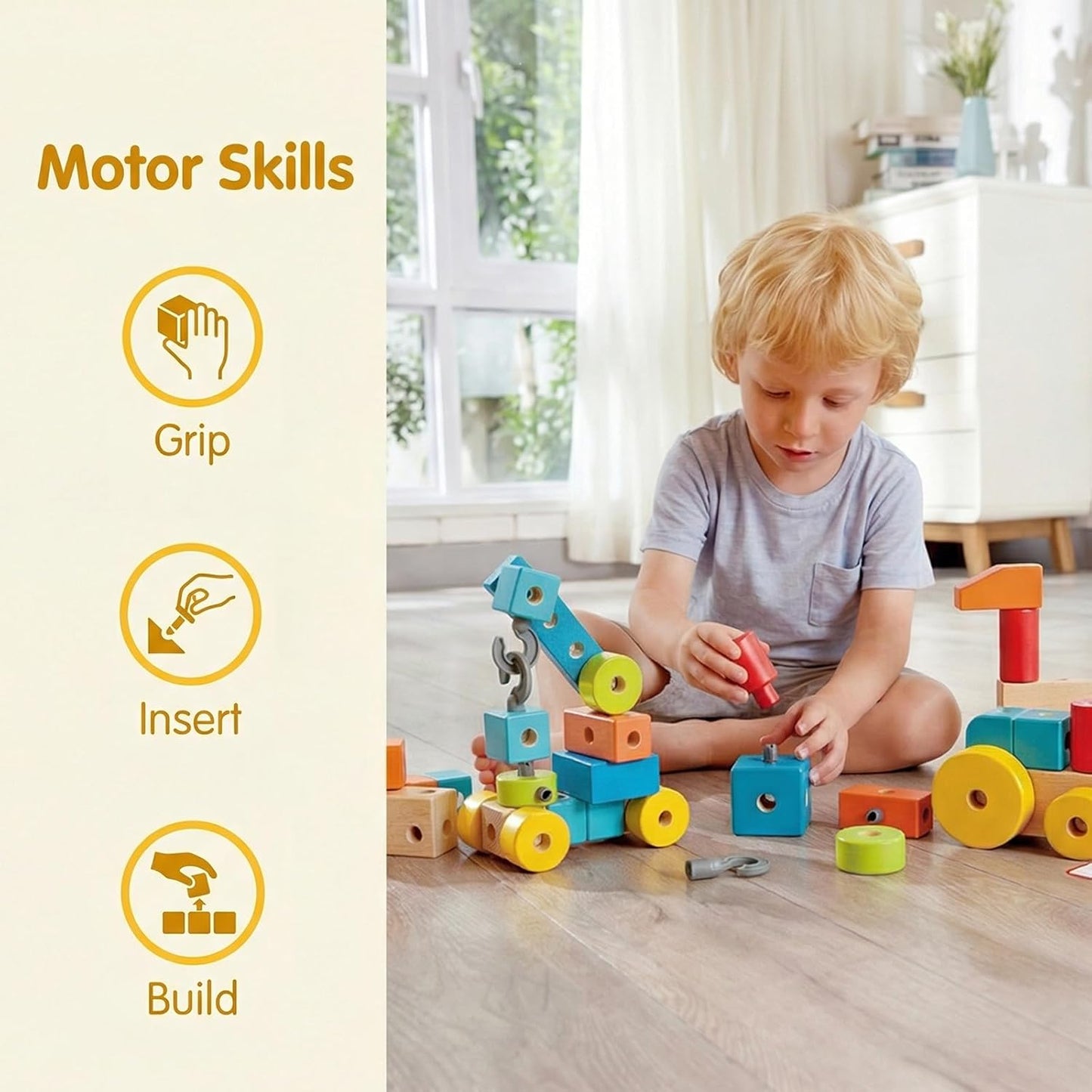 Hape Infinite Imagination Building Blocks – Premium Wooden Construction Set for Creative Play & Motor Skills Development