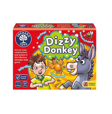 Orchard Toys Dizzy Donkey Game, A Charades Style Action and Performance Game, Family Games, Educational Games and Toys, Perfect for Kids Age 5- Adult