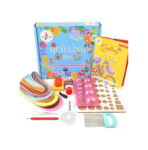 Kalakaram Quilling Craft Kit Quilling Paper Stripes and Tools, DIY Craft Kit for Kids and Adults, Birthday Gifts for Girls, All in one Quilling Kit, Paper Craft Kit, 600 Paper Stripes, Multicolor