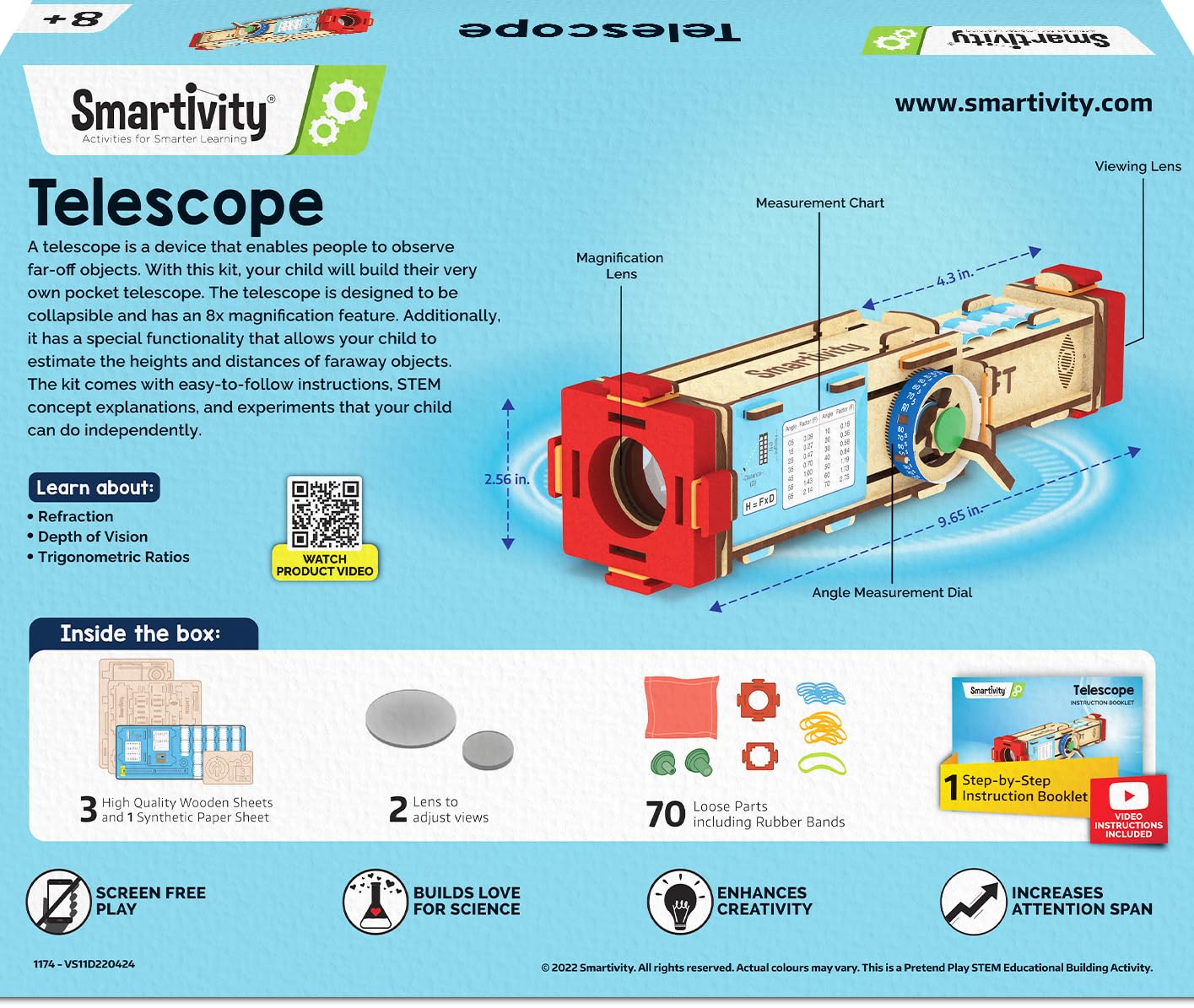 Smartivity Telescope Toy for Kids Age 8, 9, 10, 11, 12, 13, 14 Years Old | Measure Height & Distance | Birthday Gift for Boys & Girls(PACK OF 6)