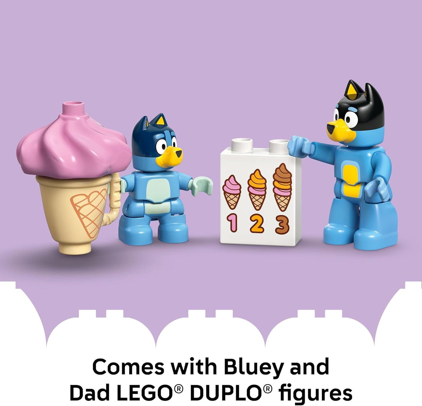 LEGO DUPLO Bluey Ice Cream Trip with Bluey - Toddler Toy for Kids, Boys, and Girls Ages 2+ - Includes Bluey Figure and Ice Cream Toy Stand - Sensory Toy for Pretend Play - Preschool Gift Idea