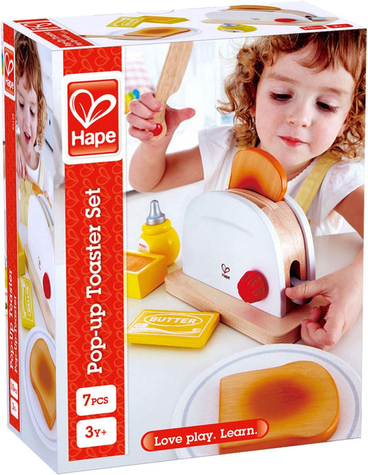 Hape White Wooden Pop-Up Toaster Set