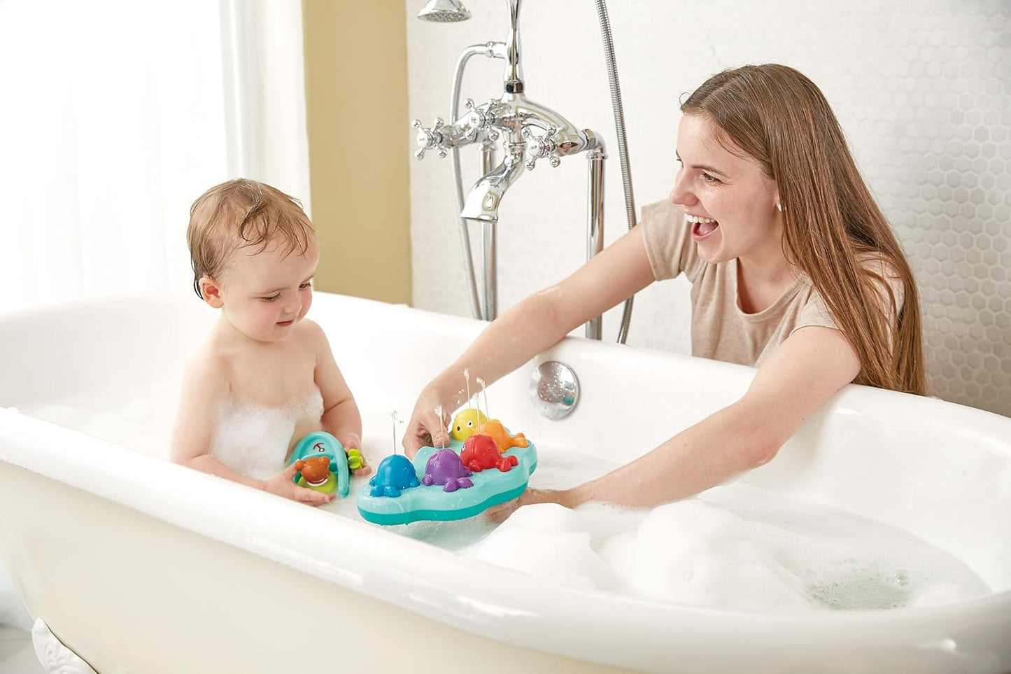 Hape Musical Whale Fountain Bath Toy, Non-Toxic, Fun Bath & Water Play Toys for Babies, Water Squirting Action