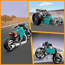 JAIMAN TOYS LEGO Creator 3 in 1 Vintage Motorcycle Set 31135,Classic Motorcycle Toy to Street Bike to Dragster Car,Vehicle Building Toys for Kids,Boys&Girls,Multicolor, 128 Pcs
