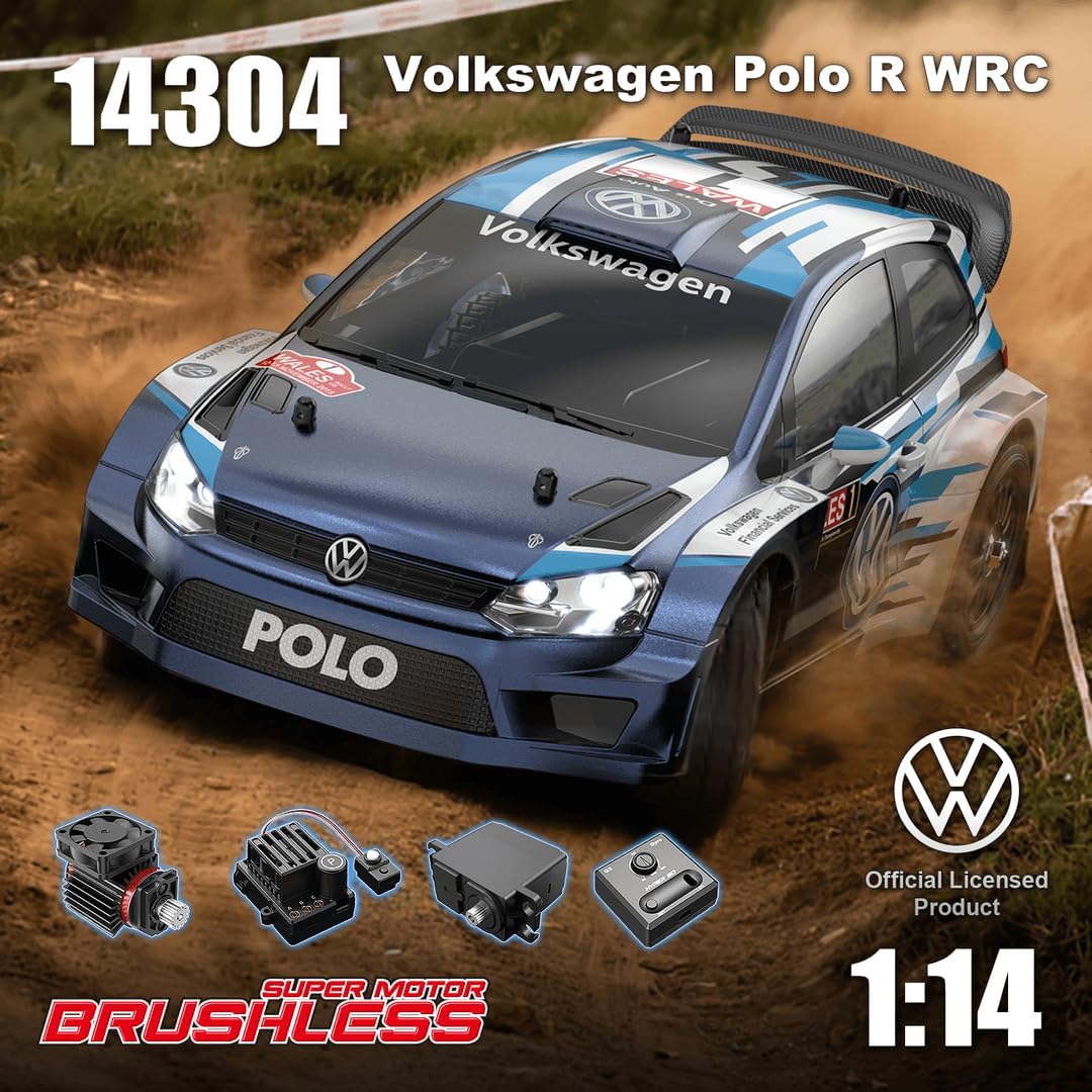 Mjx Hyper go VW Polo 14304 Brushless Rc Cars Hyper 4wd Rc Car All-Road RC Drift Car Brushless Scale 2.4G 4wd High Speed Electric,Terreneitor 4x4 Carros,1/14 High Speed Rc Cars Drift for Adults…