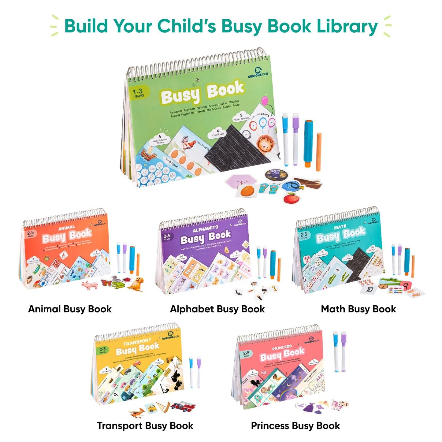 Curious Cub Montessori Busy Book | Toddler Busy Binder for 2-5 Yrs | Activity Binder| Quiet Book| Educational Toys For 3 Year Old| Kids Learning Books 2-3Years| Velcro Books For 2 Yrs Old | Kids Gifts