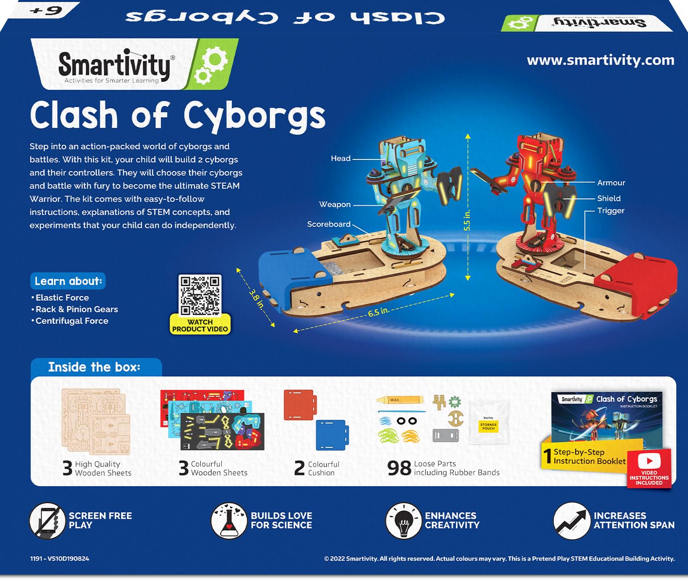 Smartivity 2in1 Fighting Robots Toy for Kids 6-12 Years Old I Build and Fight - 2 Action Characters I Birthday Gifts for Boys & Girls(PACK OF 6)