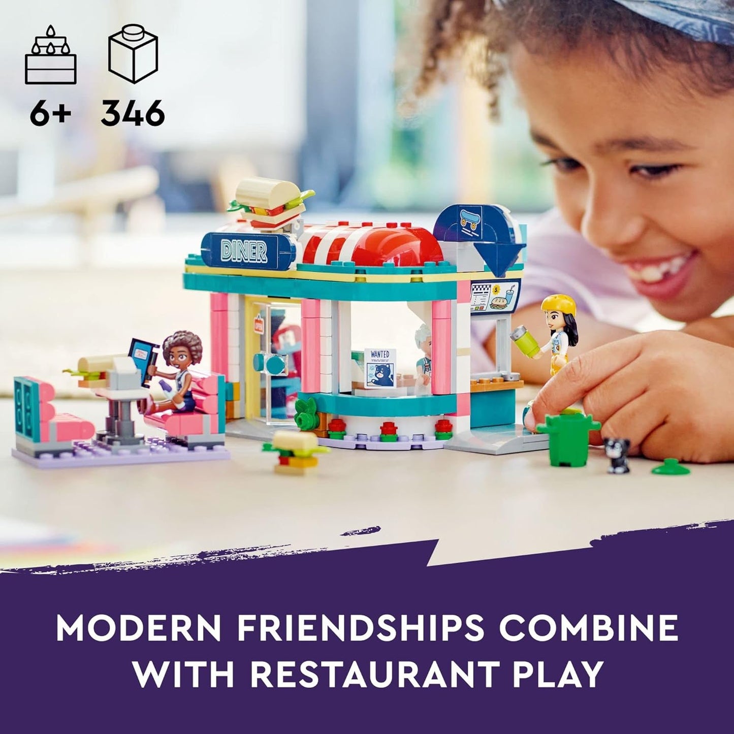 LEGO Friends Heartlake Downtown Diner 41728 Building Toy Set (346 Pieces), Multi Color
