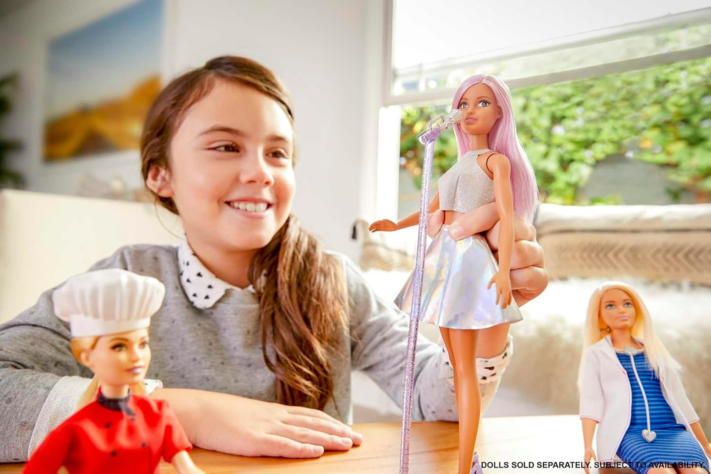 Barbie Pop Star Doll Dressed in Iridescent Skirt with Microphone and Pink Hair, Gift for Ages 3 and Up