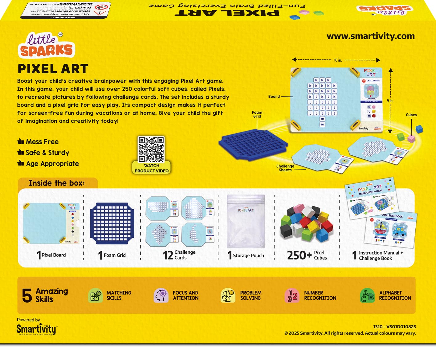 Smartivity Pixel Art Puzzle - Educational Toy for Kids 4-8 Years I Build 40+ Creative Brain Puzzles - Jelly Fish, Car, Boat, Umbrella, Flower etc. I Birthday Gift for Boys & Girls 4-8 Years(PACK OF 6)