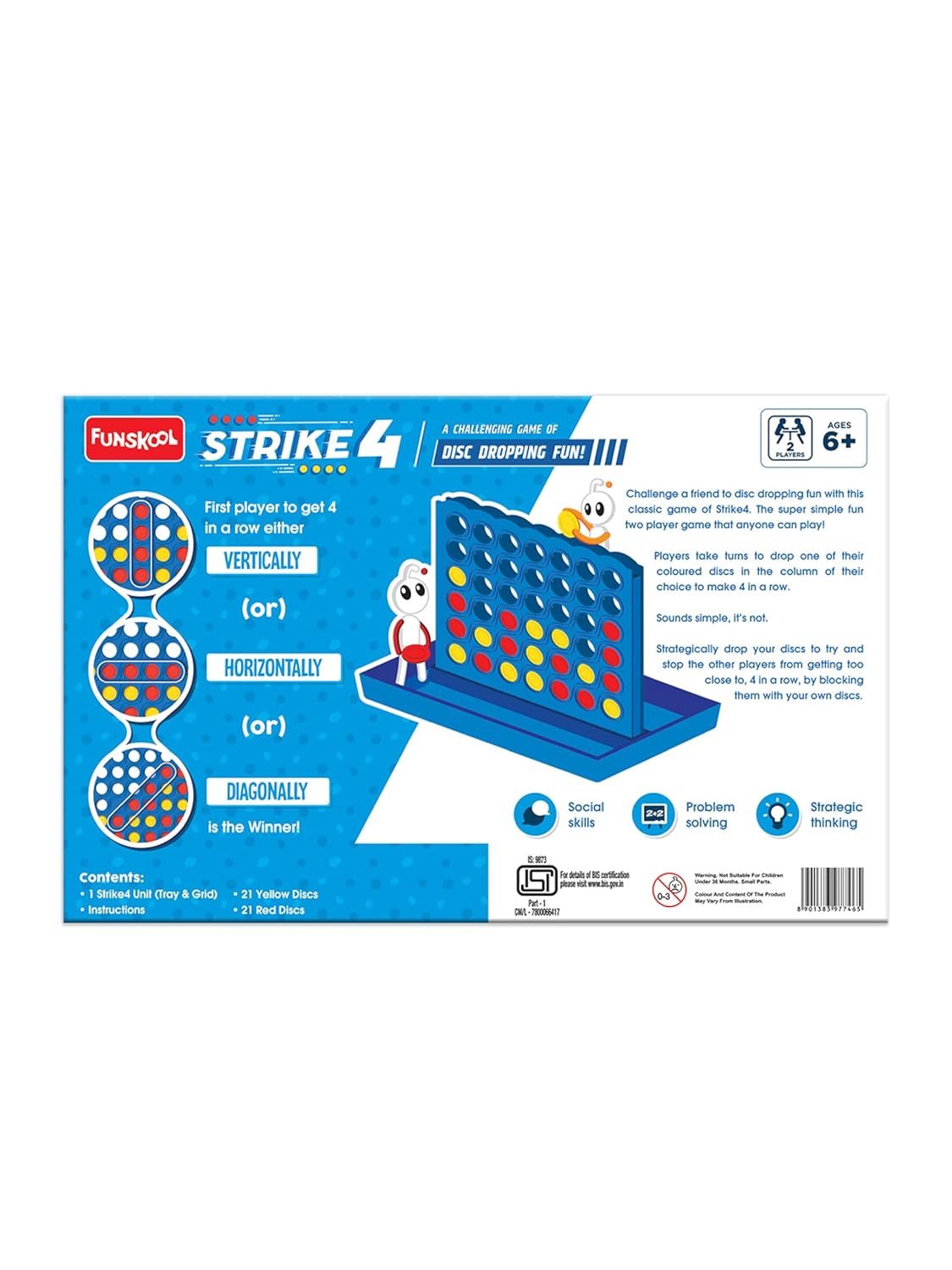 Strike 4, Classic Disc Dropping Game, Strategy Game, Board Game for Kids (PACK OF 8)