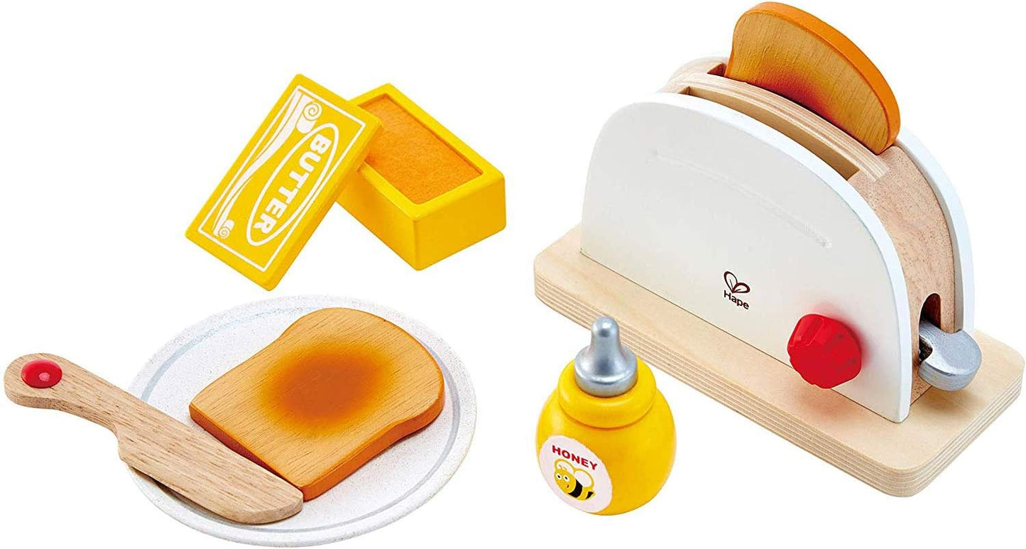 Hape White Wooden Pop-Up Toaster Set