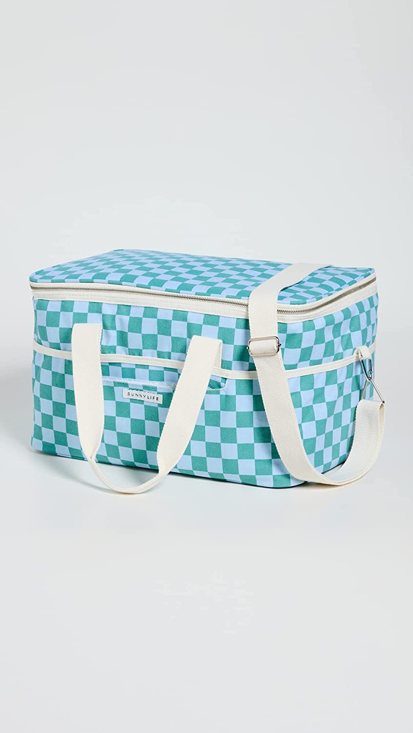 SUNNYLiFE Blue Color Canvas Cooler Bag Jardin Ocean
