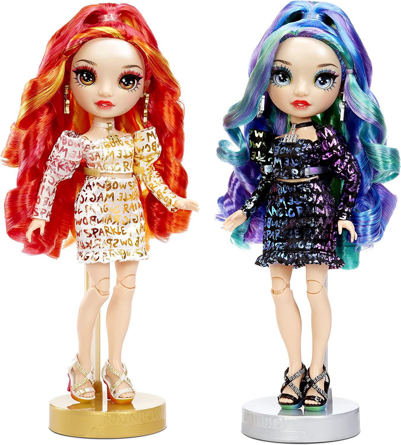 Rainbow High Special Edition Twin (2-Pack) Laurel & Holly De'Vious Fashion Dolls, Multicolor Designer Metallic Outfits, Gift for Kids and Collectors, Toys for Kids Ages 6 7 8+ to 12 Years Old