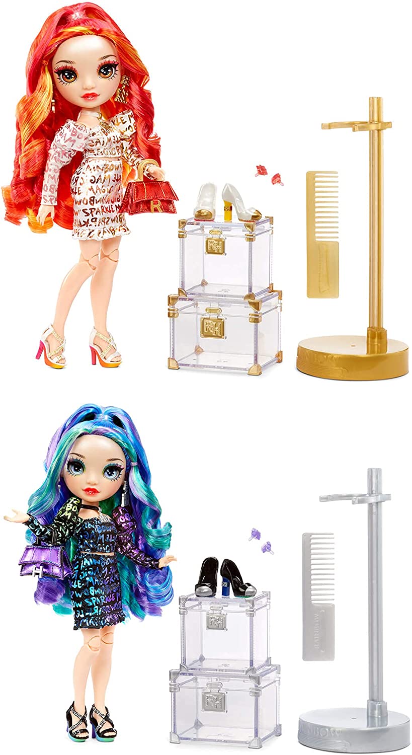 Rainbow High Special Edition Twin (2-Pack) Laurel & Holly De'Vious Fashion Dolls, Multicolor Designer Metallic Outfits, Gift for Kids and Collectors, Toys for Kids Ages 6 7 8+ to 12 Years Old