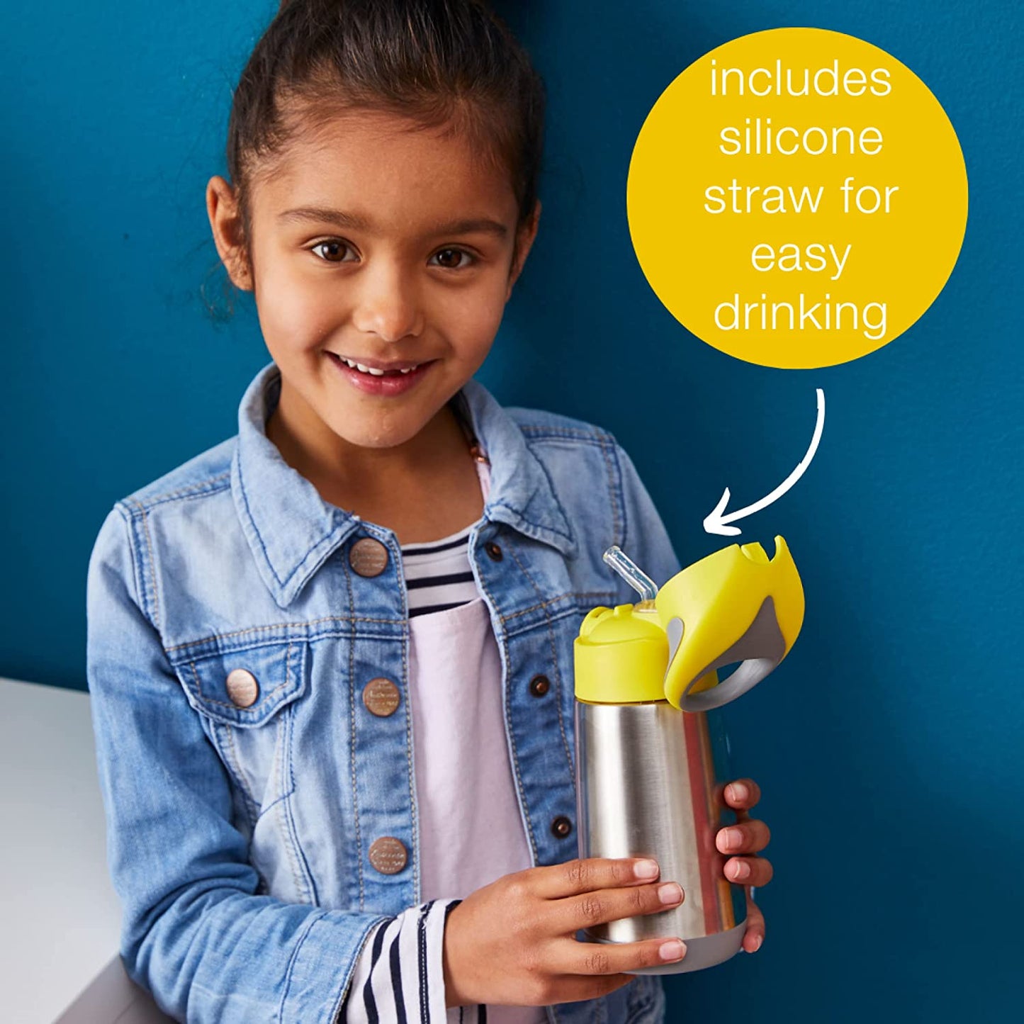 b.box Insulated Straw Sipper Drink Water Bottle 500ml