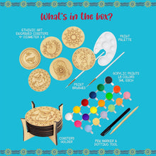 Kalakaram Paint Your Own Ethnic Art Coasters DIY Kit with Design Paint 6 Ethnic Art Coasters with 3 Art Forms with This Kit, Madhubani, Warli and Gond Painting Art Kit, Painting Set/Kit for Kids