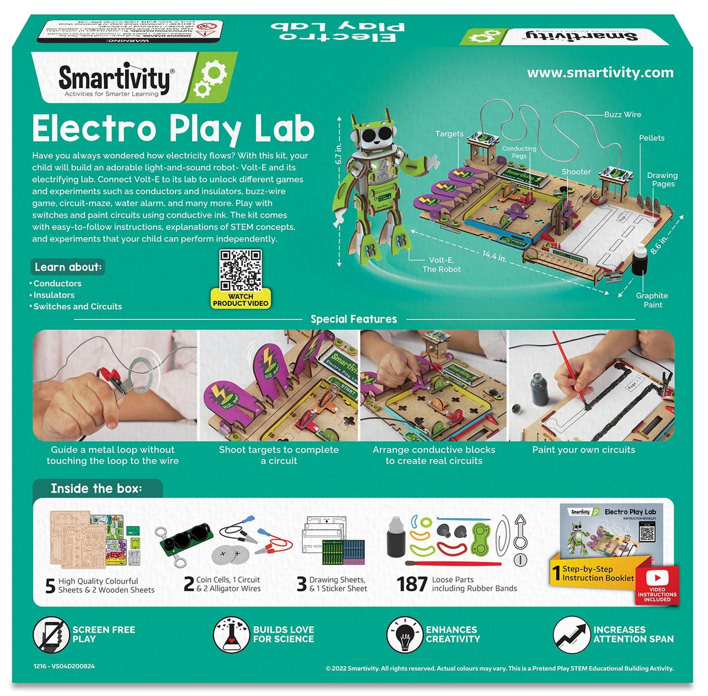 Smartivity Electricity Kit for Kids 8-14 Years Old I 8+ Circuit Experiments & DIY Electric Robot with Light and Sound | Science Project Kit I Birthday Gift Boys & Girls 8-9-10-11-12-13-14 Years(PACK OF 6)