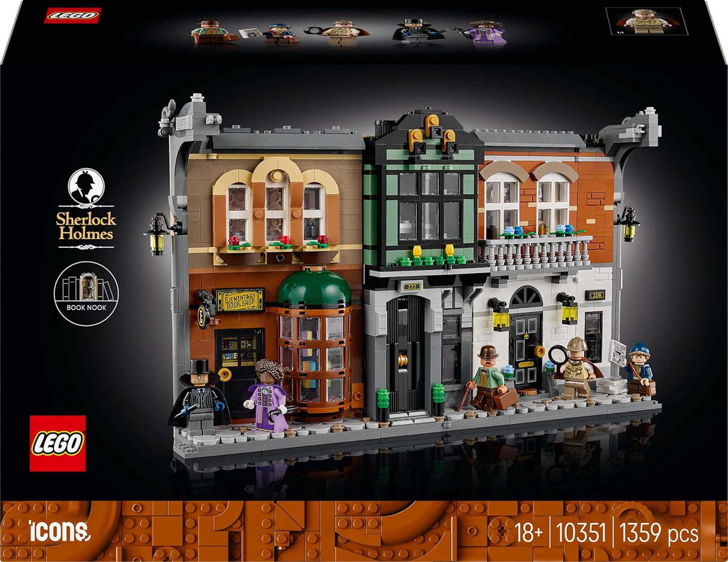 LEGO Icons Sherlock Holmes: Book Nook Kit, Bookshelf Décor Building Set 10351 Building Blocks