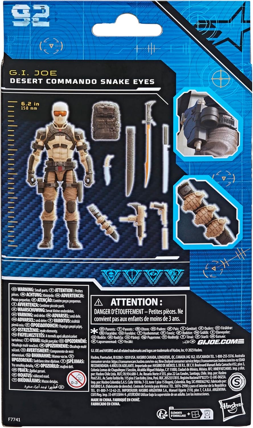 G.I. Joe Classified Series Desert Commando Snake Eyes, Collectible G.I. Joe Action Figures, 92, 6-Inch Action Figures for Boys & Girls, with 9 Accessories