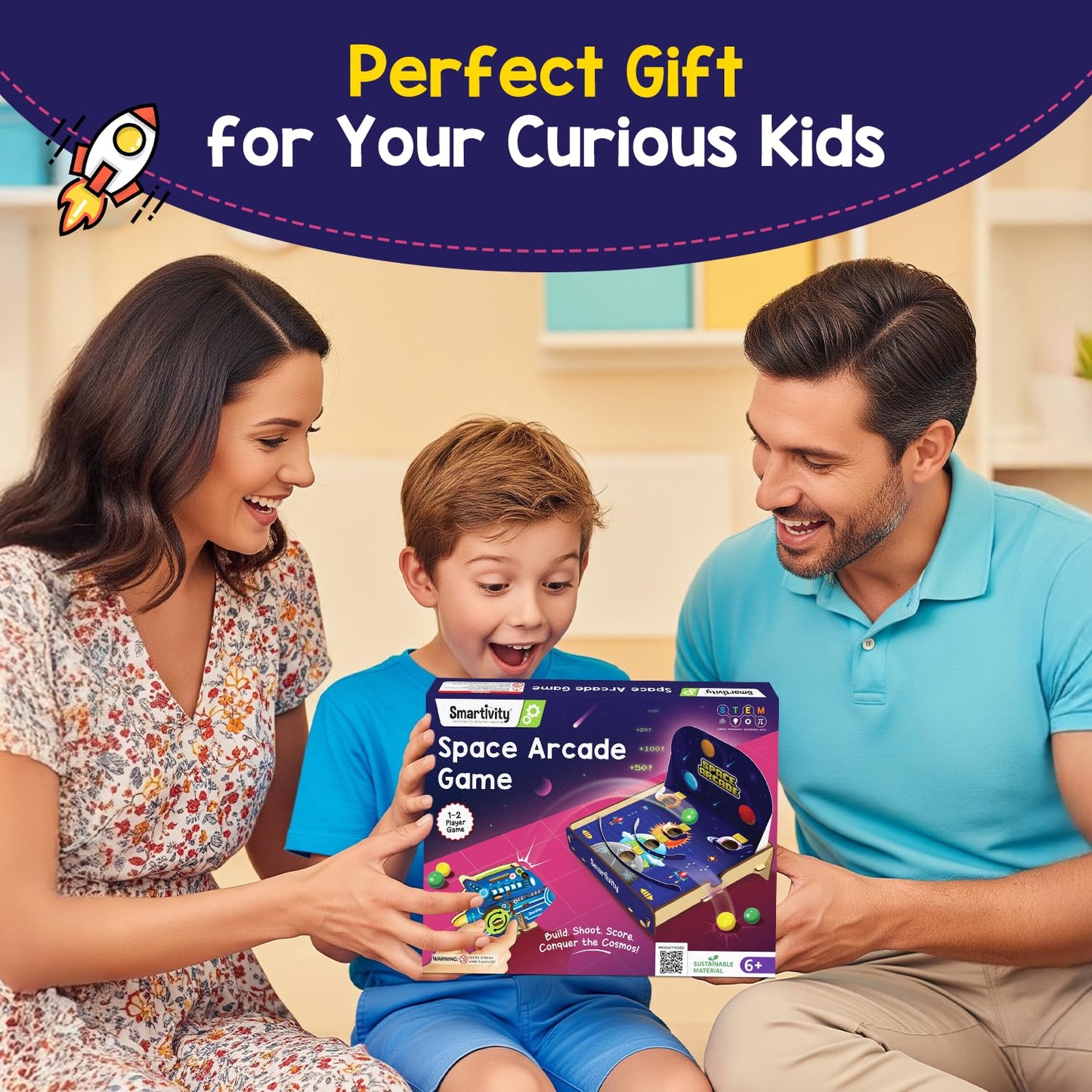 Smartivity Space Arcade Game for Kids 6+ Years I Fun 1-2 Player Shooting & Scoring Game I Birthday Gift for Boys & Girls 6,7,8,9,10,11,12,13,14 Years I Fun Screen-Free Activity for Kids(PACK OF 6)