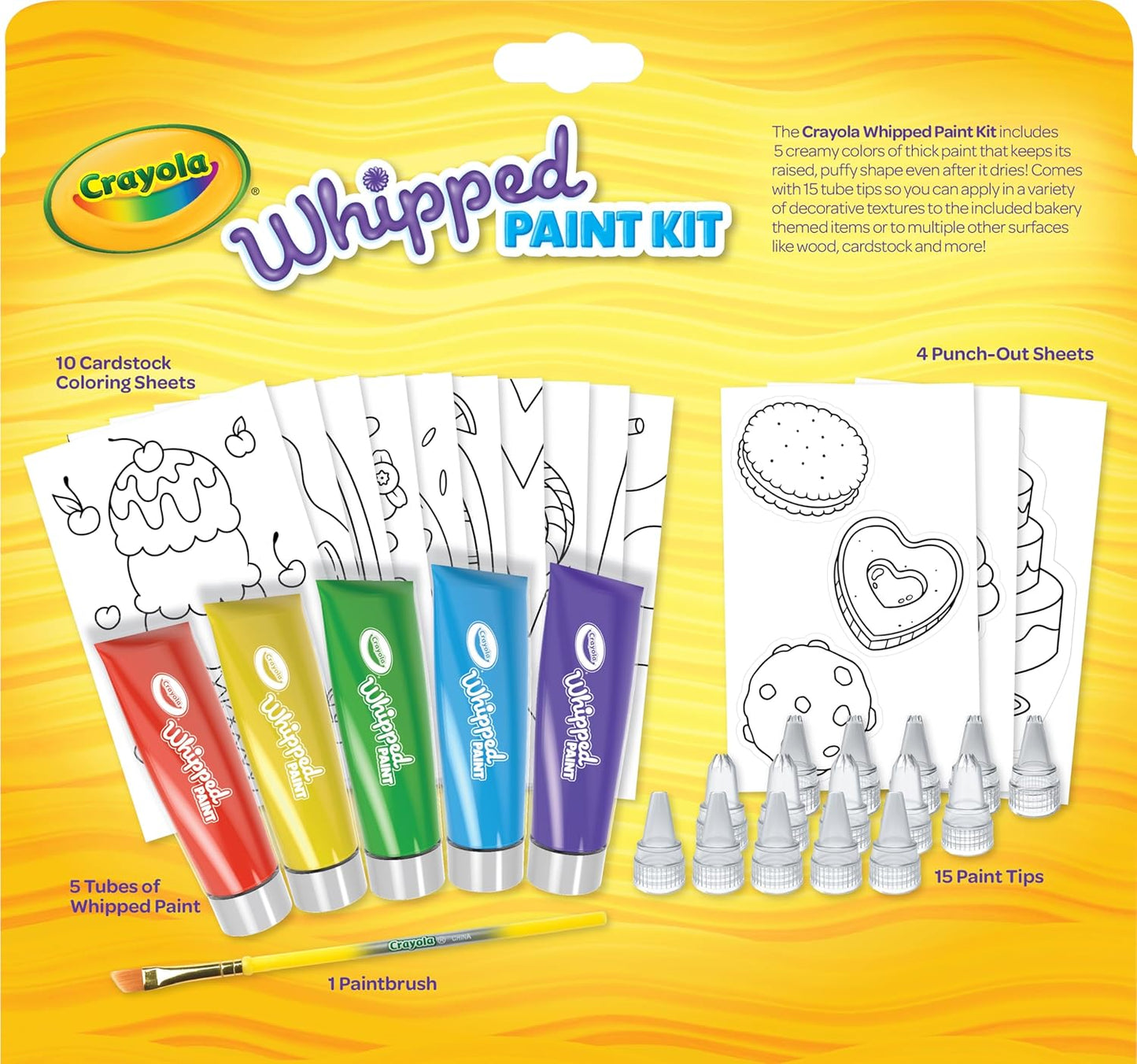 Crayola Kids Painting Kit Children’s Art Supplies, Craft Kit for Kids, DIY Whipped Paint Set, Canvas & Colour Sheets, Punch-Out Art Sheets, Creative Painting Toys, Non-Toxic Paint