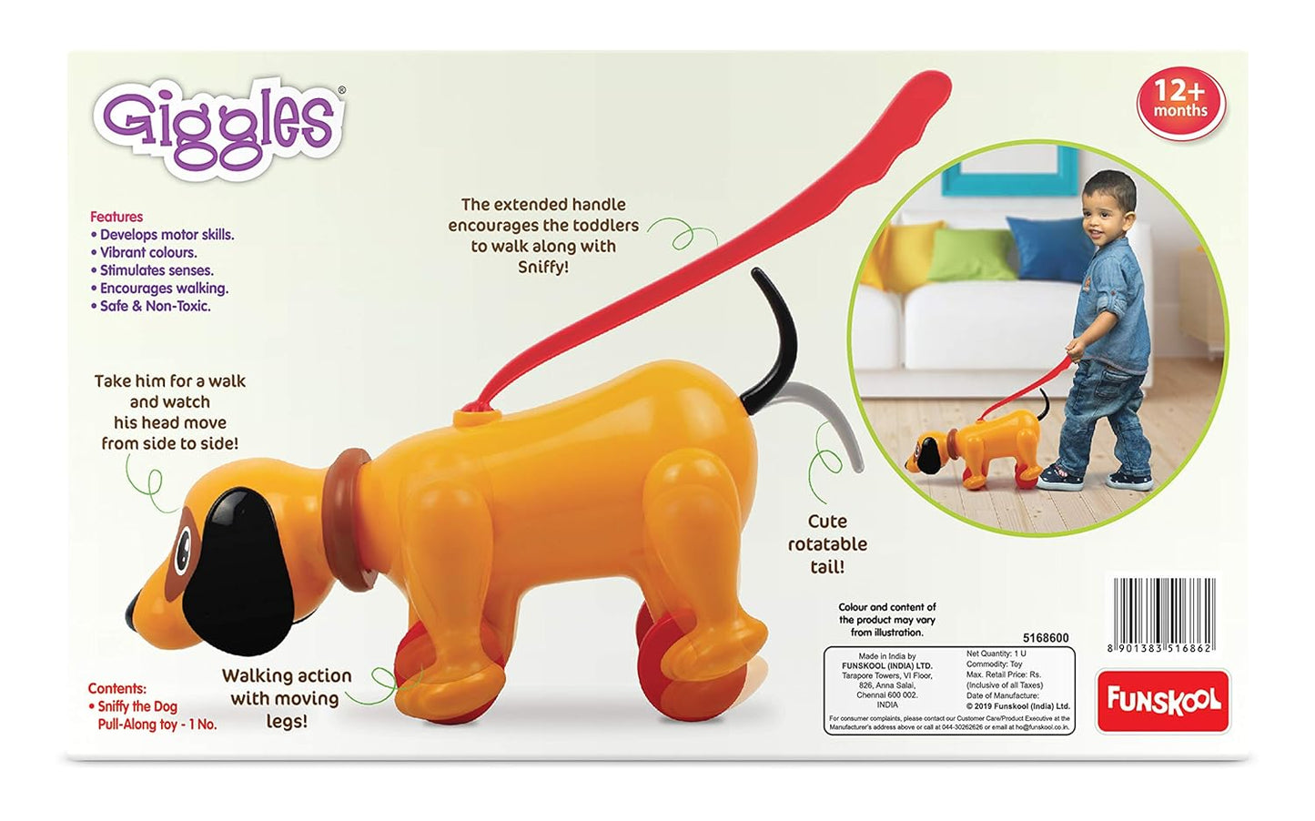 Giggles - Sniffy The Dog , Pull along toy (PACK 0F 6)