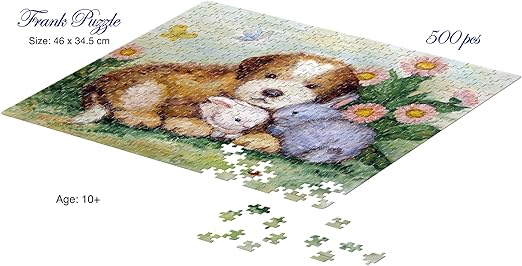 Frank Puppy and Rabbits 500 Piece Jigsaw Puzzle for Adults