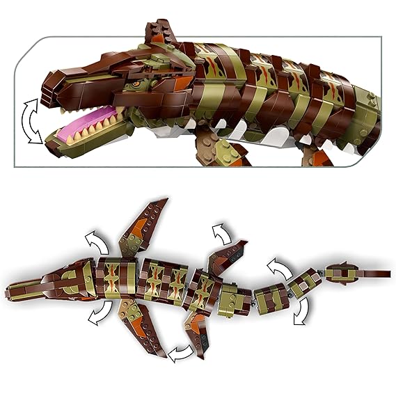 LEGO Jurassic World Brick-Built Mosasaurus Boat Mission Toy Dinosaur Set 76974