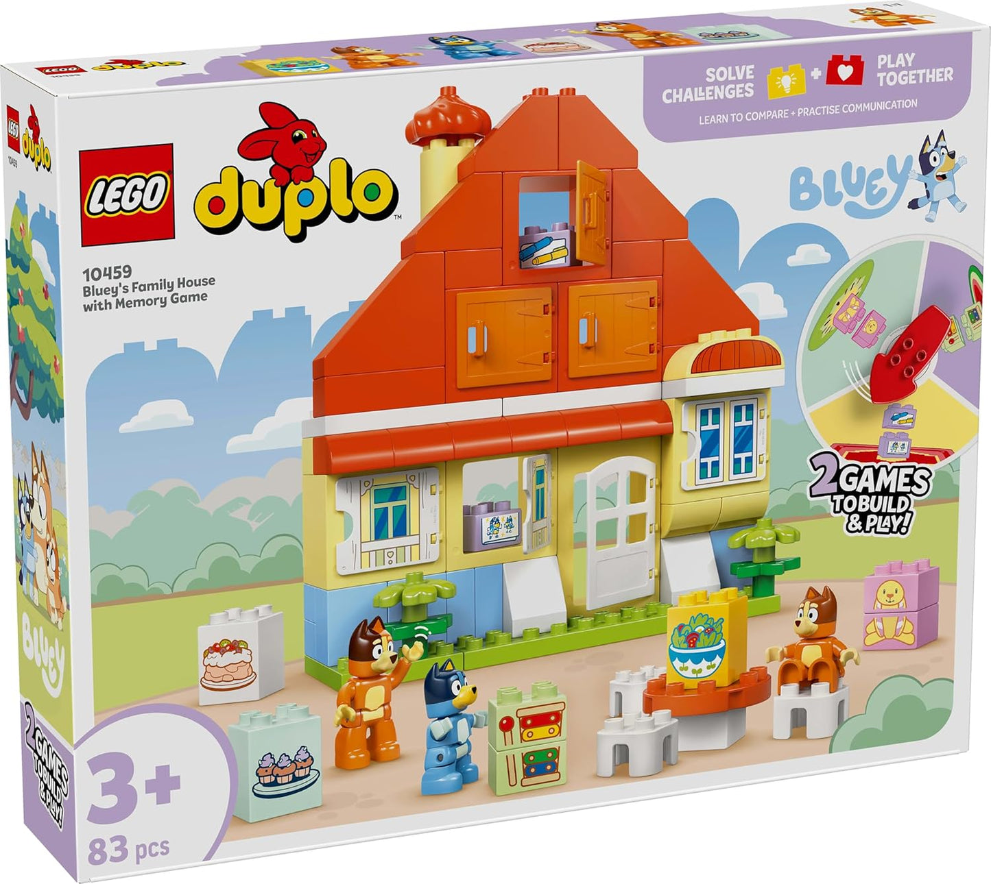 LEGO DUPLO Bluey: Bluey’s Family House with Memory Game Interactive Toy 10459 Building Toy